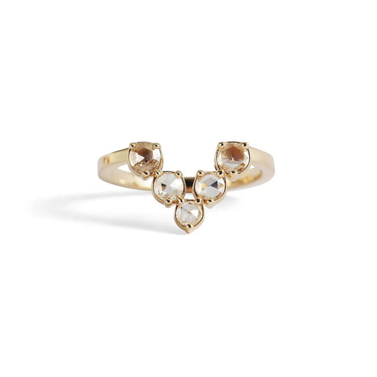V Ring / Rose Cut Diamond .3ct - Goldpoint Studio - Greenpoint, Brooklyn - Fine Jewelry