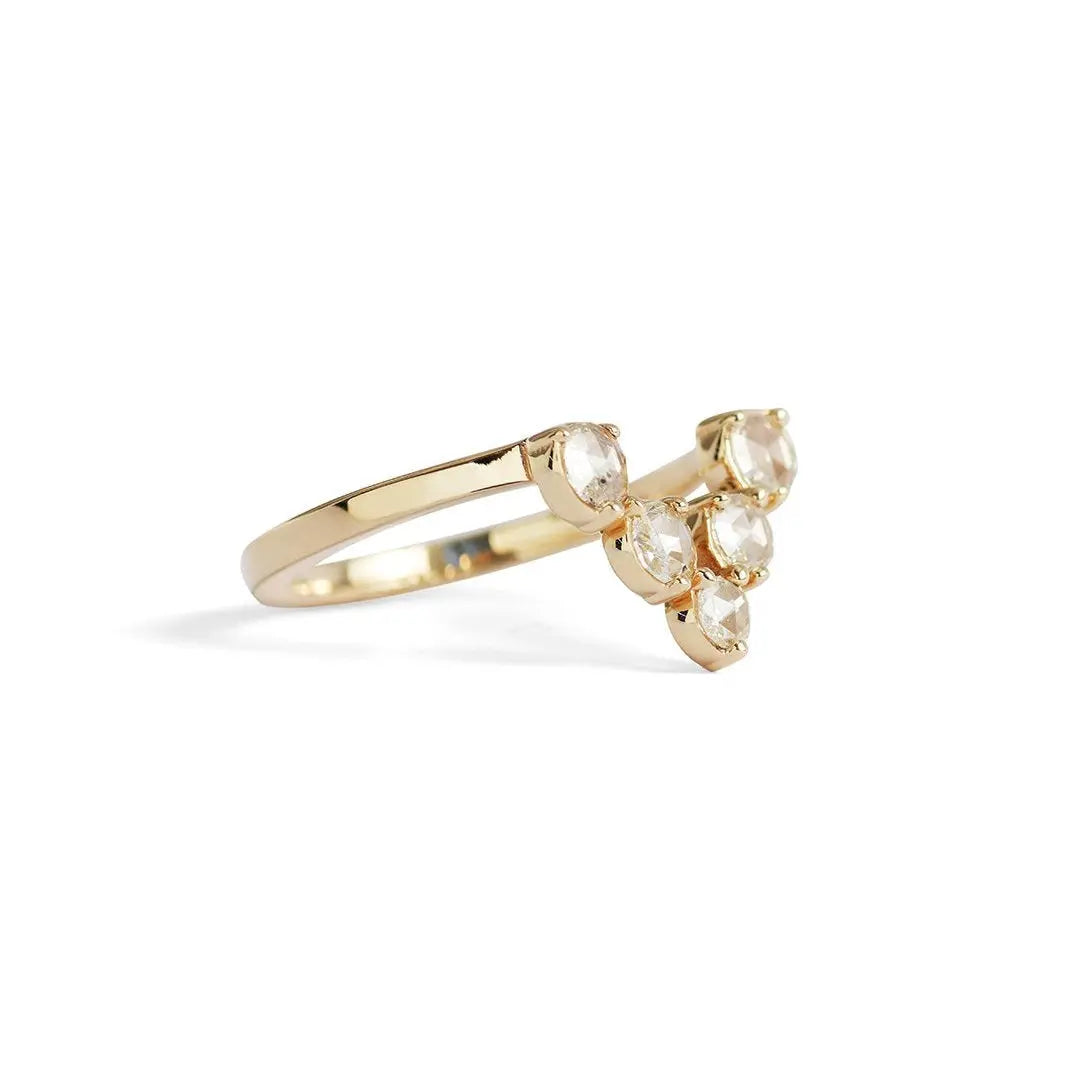 V Ring / Rose Cut Diamond .3ct - Goldpoint Studio - Greenpoint, Brooklyn - Fine Jewelry