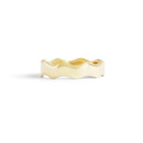 Front view of Waves Wide Band in 18k yellow gold by Goldpoint