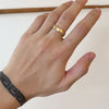 Model shows different angles of Waves Band / Wide in 18k yellow gold while wearing on middle finger by Goldpoint
