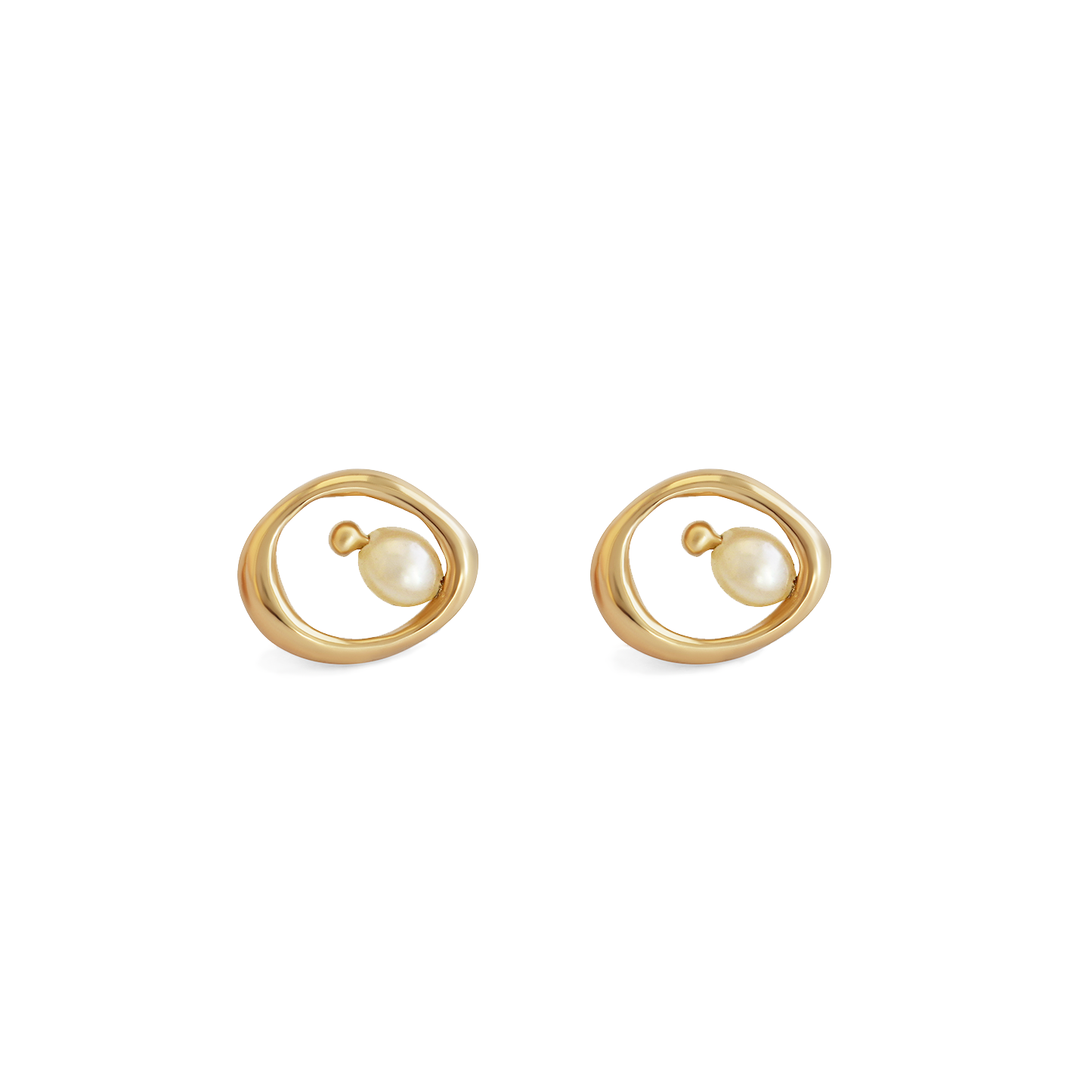 Amorphous Pearl Bead Earring / Small Circle by Goldpoint
