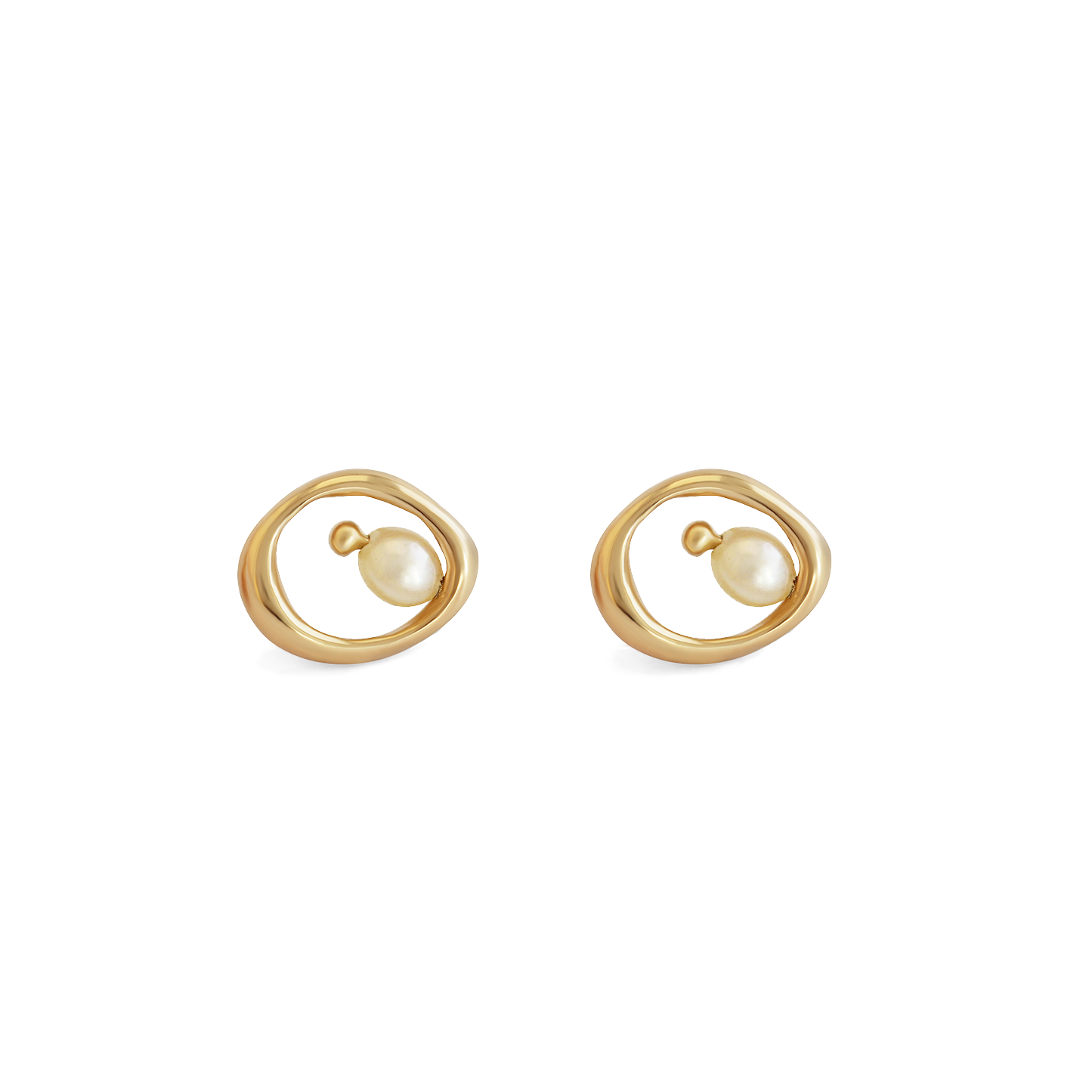 Small Amorphous Earring / Pearl Stud - Goldpoint Studio - Greenpoint, Brooklyn - Fine Jewelry