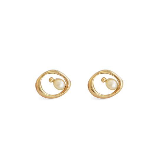 Pair of Amorphous Pearl Earring / Small Circle.