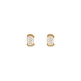 Split Bezel Earring / Lab Oval Diamond + Yellow Gold by Goldpoint