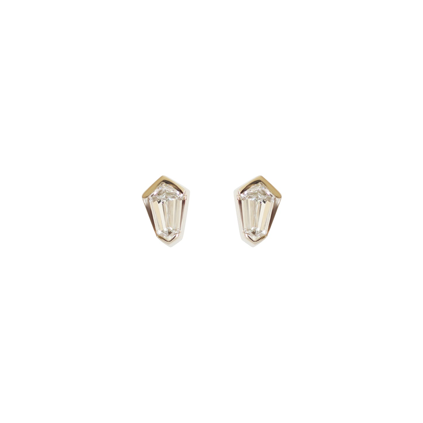 Split Bezel Stud Earring / Shield Diamond - Goldpoint Studio - Greenpoint, Brooklyn - Fine Jewelry