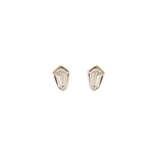 Split Bezel Earring / Shield Diamond + White Gold by Goldpoint