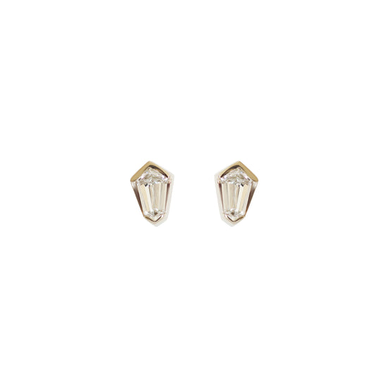 Split Bezel Stud Earring / Shield Diamond - Goldpoint Studio - Greenpoint, Brooklyn - Fine Jewelry